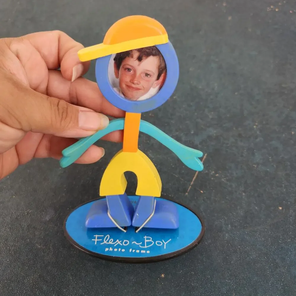 VTG Flexo-Boy Photo Frame Rubber Standing Bendable Figure Retro